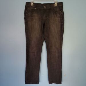 WHBM Slim Ankle Zipper Detail Black Wash Denim Jeans